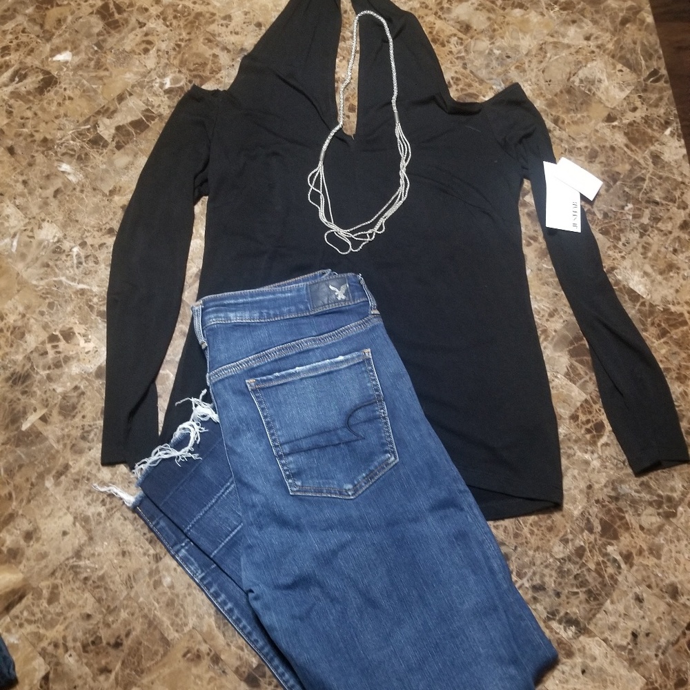 Open back long sleeve shirt